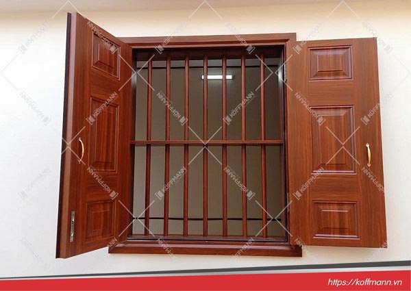 Cửa sổ thép vân gỗ KS-22.CS3 với song cửa