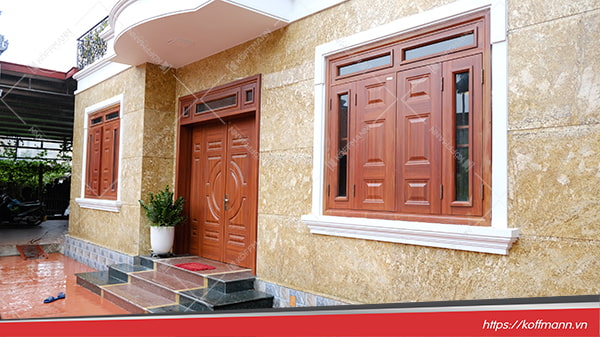 cửa sổ thép vân gỗ KS-41.CS1.K-2TK cùng cửa ra vào