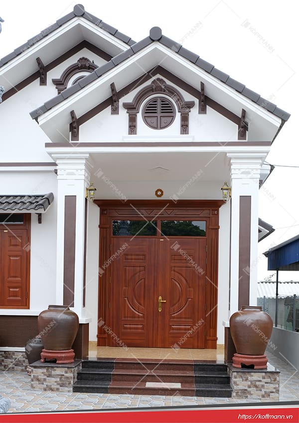 Cửa thép vân gỗ Luxury KL-22.01-2TK 4 cánh cửa thép vân gỗ Luxury KL-22.01-2TK