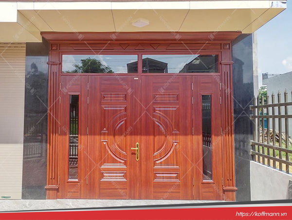 công trình sản phẩm cửa thép vân gỗ Luxury KL-41.01.K-4TK