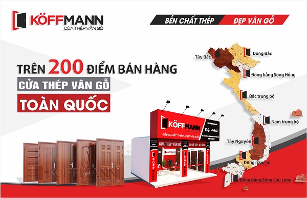 Cửa thép vân gỗ KG-21.08.K-1TK 5 Hệ thống trên 200 đại lý phân phối cửa thép vân gỗ koffmann trên toàn quốc
