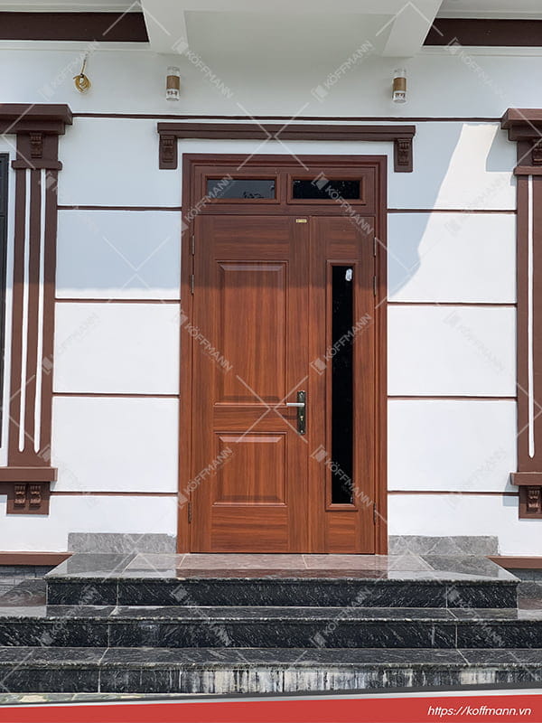 cửa thép vân gỗ 2 cánh KG-21.06.K-1TK công trình thực tế