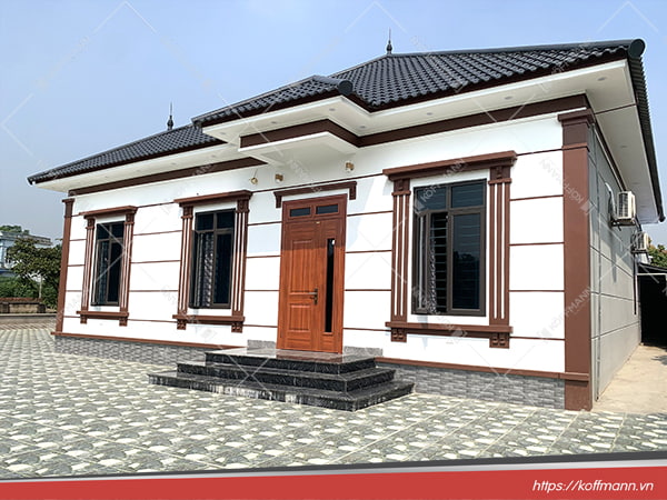 công trình cửa thép vân gỗ 2 cánh lệch KG-21.06.K-1TK