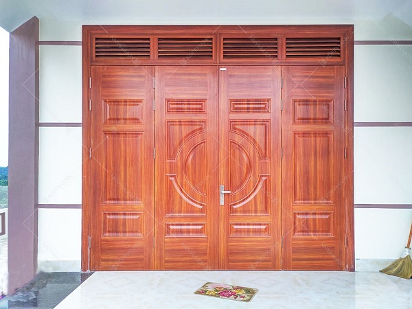 công trình cửa thép vân gỗ KG-42.03.03-3NC