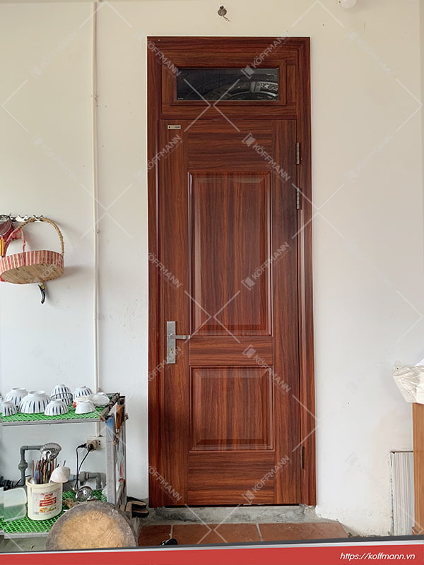 công trình  cửa thép vân gỗ 1 cánh KG-1.06-1TK 