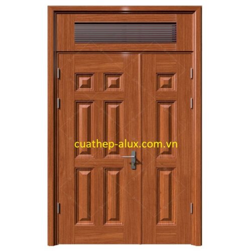 Cửa thép vân gỗ 2 cánh lệch H2