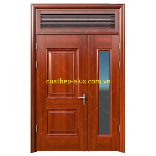 Cửa thép vân gỗ 2 cánh lệch H1