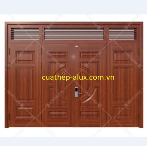 Cửa thép vân gỗ 4 cánh cân H3