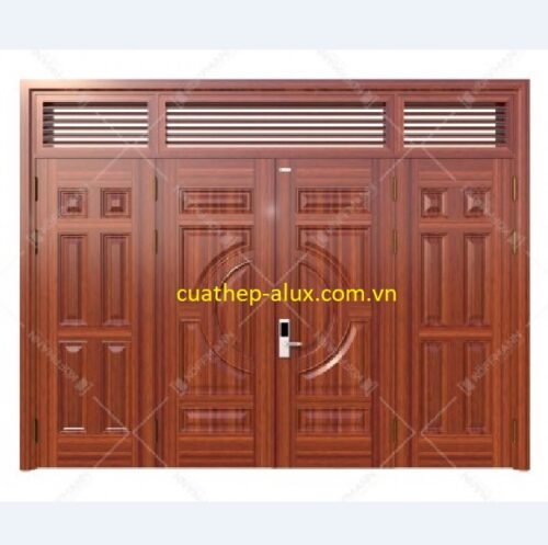 Cửa thép vân gỗ 4 cánh cân H2