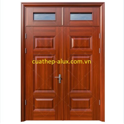 Cửa thép vân gỗ 2 cánh cân H5