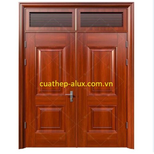 Cửa thép vân gỗ 2 cánh cân H6