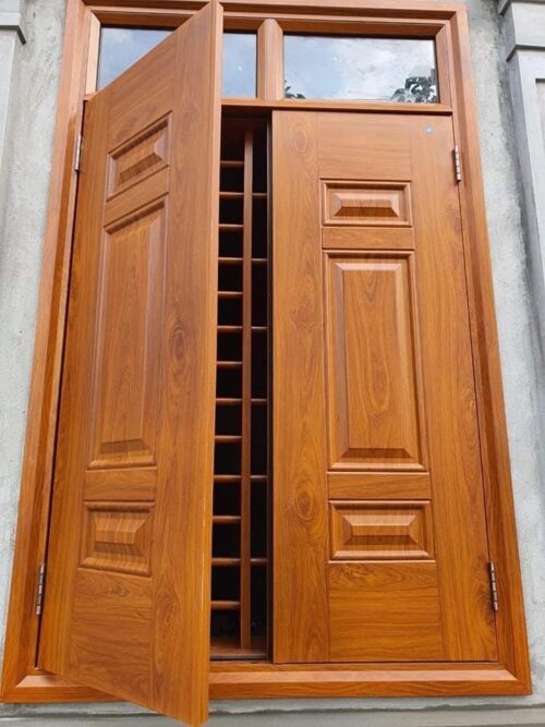Cửa sổ thép vân gỗ 2 cánh