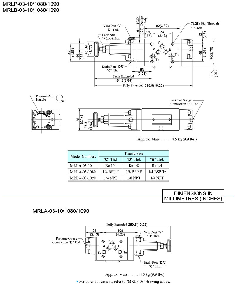 bản vẽ kích thước van yuci yuken mrl-03 bản vẽ kích thước van yuci yuken mrl-03