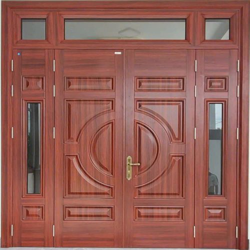 Cửa thép vân gỗ 4 cánh lệch H4