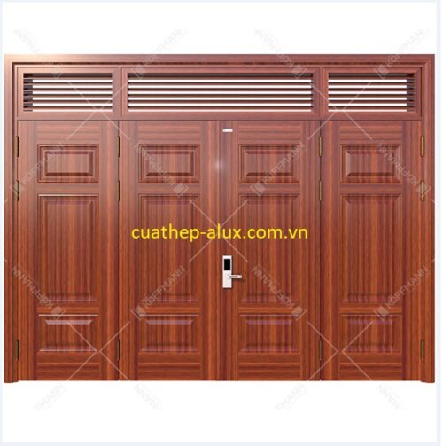 Cửa thép vân gỗ 4 cánh cân H1