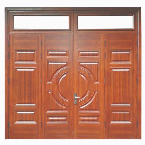 Cửa thép vân gỗ 4 cánh lệch H3