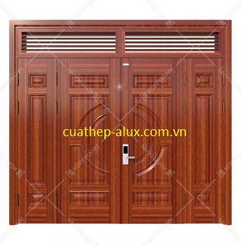 Cửa thép vân gỗ 4 cánh lệch H1