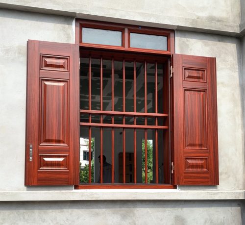 Cửa sổ thép vân gỗ 2 cánh