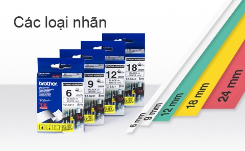 Băng mực Brother - Có nhiều màu sắc và kích cỡ