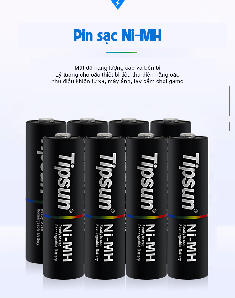 Pin sạc AAA Ni-MH 1.2v 1000mAh Tipsun 1 2