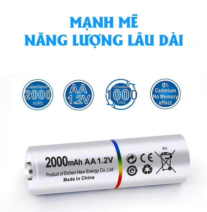 Pin sạc AA Ni-MH 1.2v 2000mAh Tipsun 12 2000 1