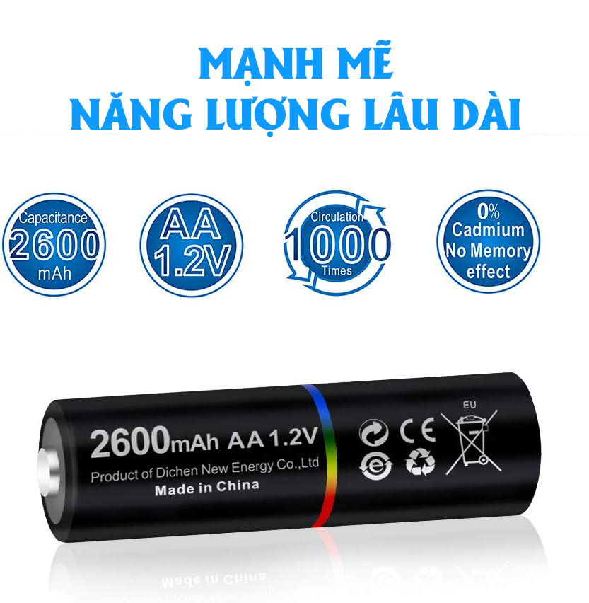 Pin sạc AA Ni-MH 1.2v 2600mAh Tipsun 12 2600