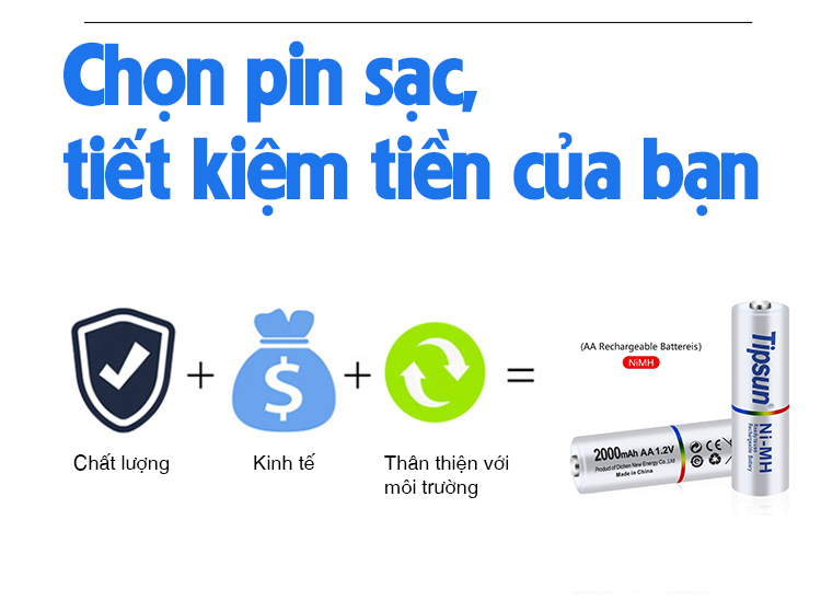 Pin sạc AA Ni-MH 1.2v 2000mAh Tipsun 13 1