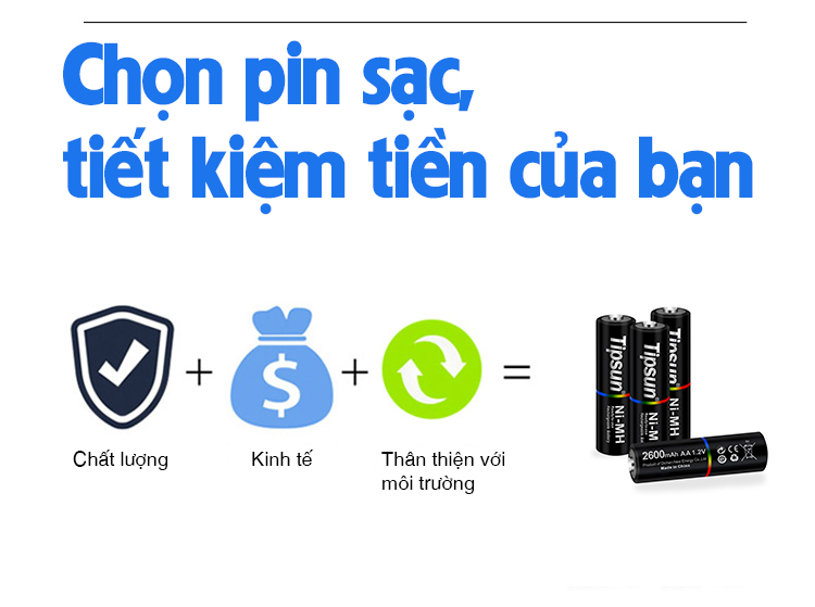 Pin sạc AA Ni-MH 1.2v 2600mAh Tipsun 13