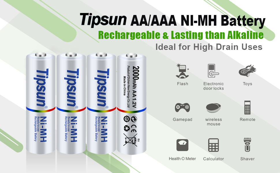 Pin sạc AA Ni-MH 1.2v 2000mAh Tipsun 13 2000