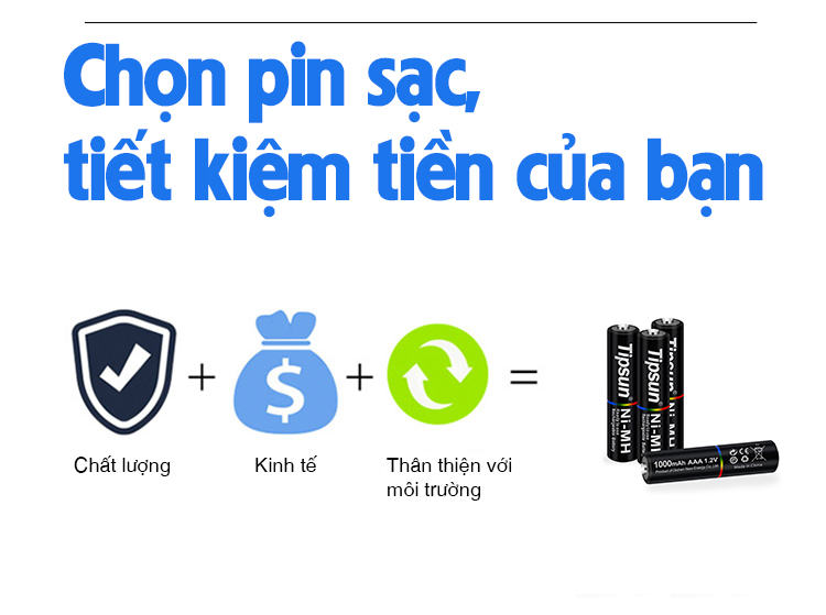 Pin sạc AAA Ni-MH 1.2v 1000mAh Tipsun 14 1