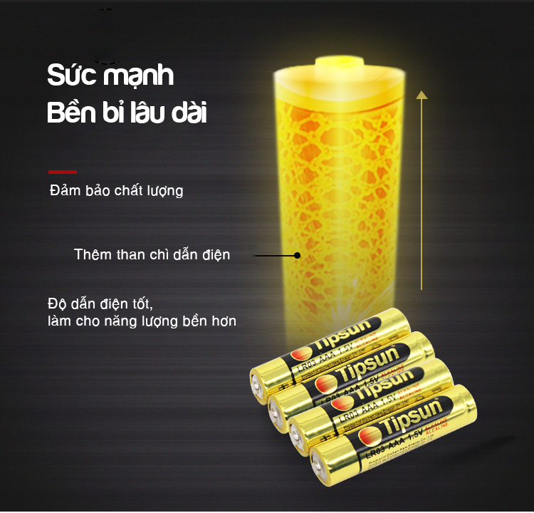 Pin AAA Alkaline 1.5v chính hãng Tipsun 3a durable
