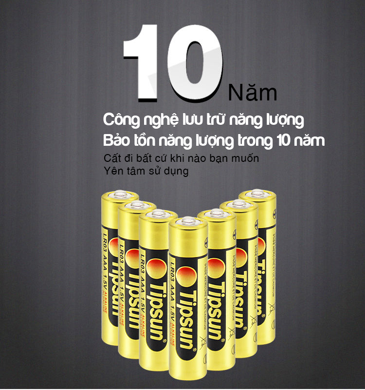 Pin AAA Alkaline 1.5v chính hãng Tipsun 3a shelf life