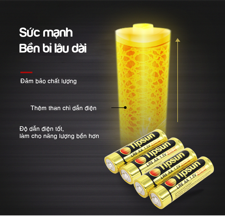 Pin AA Alkaline 1.5v chính hãng Tipsun 4 2