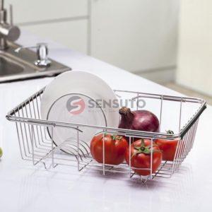 Rổ inox để trên chậu rửa bát