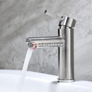 Vòi rửa mặt inox 304 mờ tròn