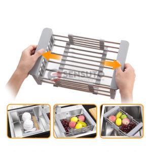 Rổ inox để trên chậu rửa bát