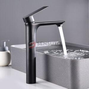 Vòi Lavabo Sensuto Thân Cao Nóng Lạnh Màu Đen