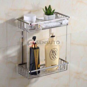 Kệ nhà tắm  2 tầng Inox 304 chữ nhật
