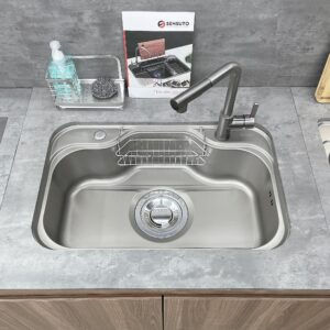 Chậu rửa bát Hàn Quốc 1 hố SENSUTO S750KY inox sần 3D xám cao cấp