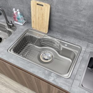 Chậu rửa bát Hàn Quốc 1 hố SENSUTO S820KY Bề Mặt Sần 3D Xám Cao Cấp