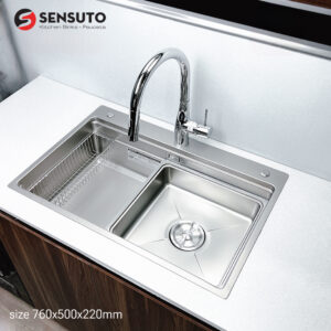 Chậu rửa bát chống xước 1 hố SENSUTO  S7650TS Decor bề mặt tạo hạt cao cấp
