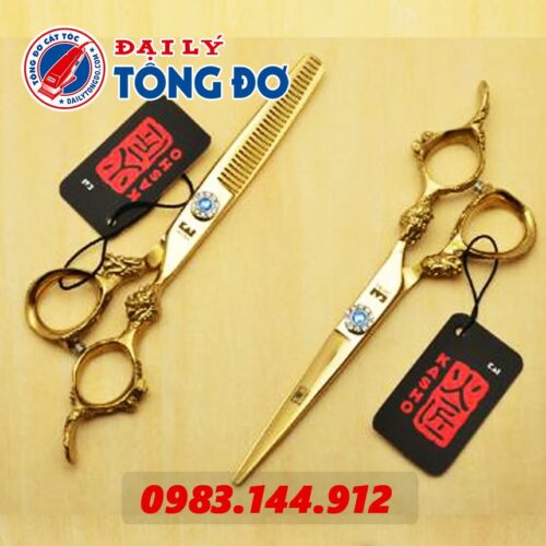 Bộ kéo cắt tỉa tóc KASHO Rồng Vàng Nhật Bản (Tặng Kèm Bao Da Đựng Kéo Cao Cấp + 2 Lược Toniguy) 22 - Keo Kasho Vang 2