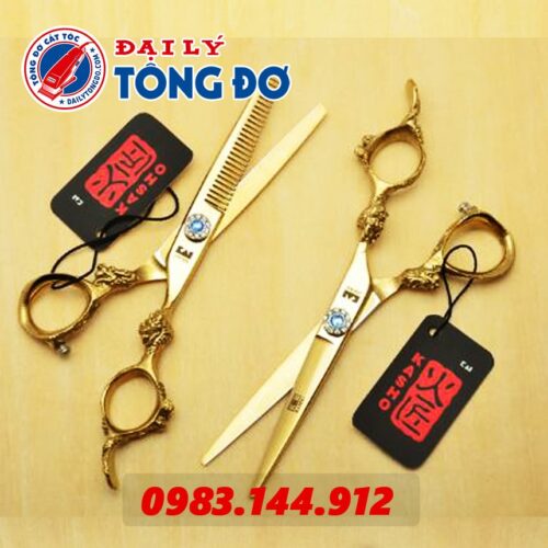 Bộ kéo cắt tỉa tóc KASHO Rồng Vàng Nhật Bản (Tặng Kèm Bao Da Đựng Kéo Cao Cấp + 2 Lược Toniguy) 20 - Keo Kasho Vang 3