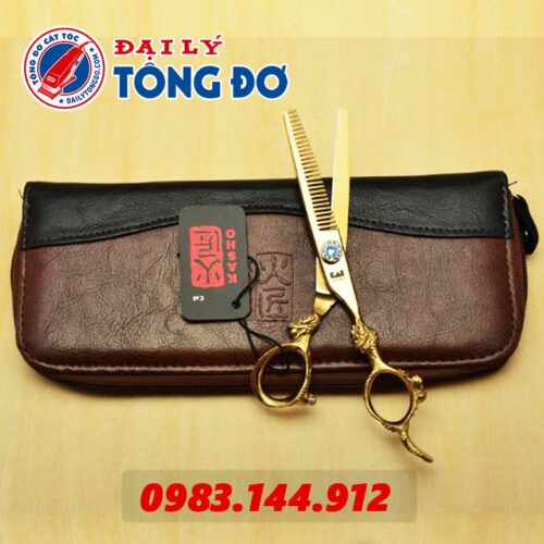 Bộ kéo cắt tỉa tóc KASHO Rồng Vàng Nhật Bản (Tặng Kèm Bao Da Đựng Kéo Cao Cấp + 2 Lược Toniguy) 18 - Keo Kasho Vang 4