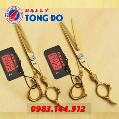 Bộ kéo cắt tỉa tóc KASHO Rồng Vàng Nhật Bản (Tặng Kèm Bao Da Đựng Kéo Cao Cấp + 2 Lược Toniguy) 30 - Keo Kasho Vang 5