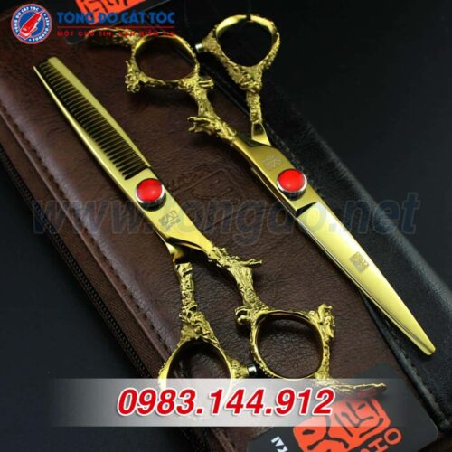 Bộ kéo cắt tóc KASHO Rồng Vàng Nhật Bản Tặng Bao Da, Lược Toniguy 9 - keo kasho 3