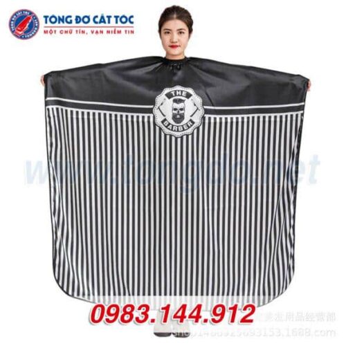 Combo Tông đơ F10: Tông đơ + 2 pin + kéo cắt + kéo tỉa + áo choàng + lược + 2 kẹp tóc + bao da 9 - ao choang