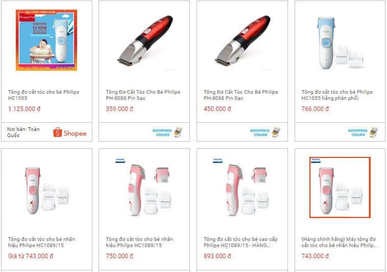 Giá tông đơ cắt tóc cho bé Philips 