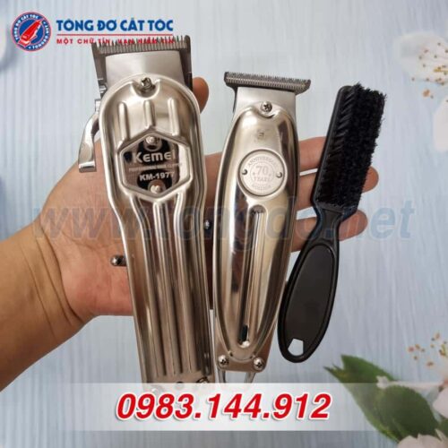 Combo tông đơ KM1977, chấn viền KM1949 tặng chổi phủi