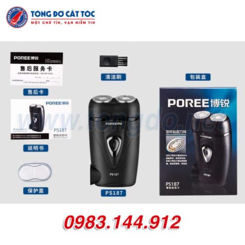 Máy Cạo Râu Sạc Điện 2 Lưỡi Poree PS187 5 - cao rau ps 187 3